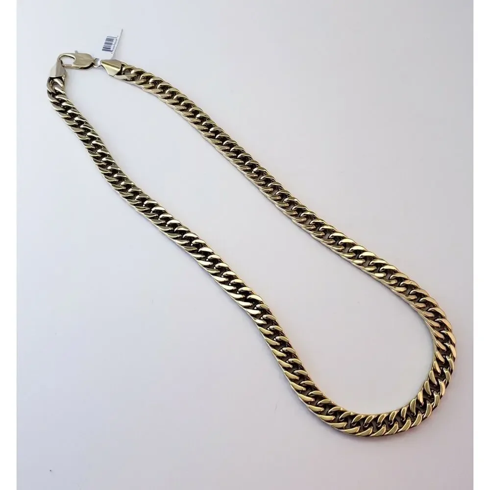 Gentlemen's Classics Heavy 10MM Curb Chain Necklace Gold IP Stainless Steel 24" - Picture 3 of 4